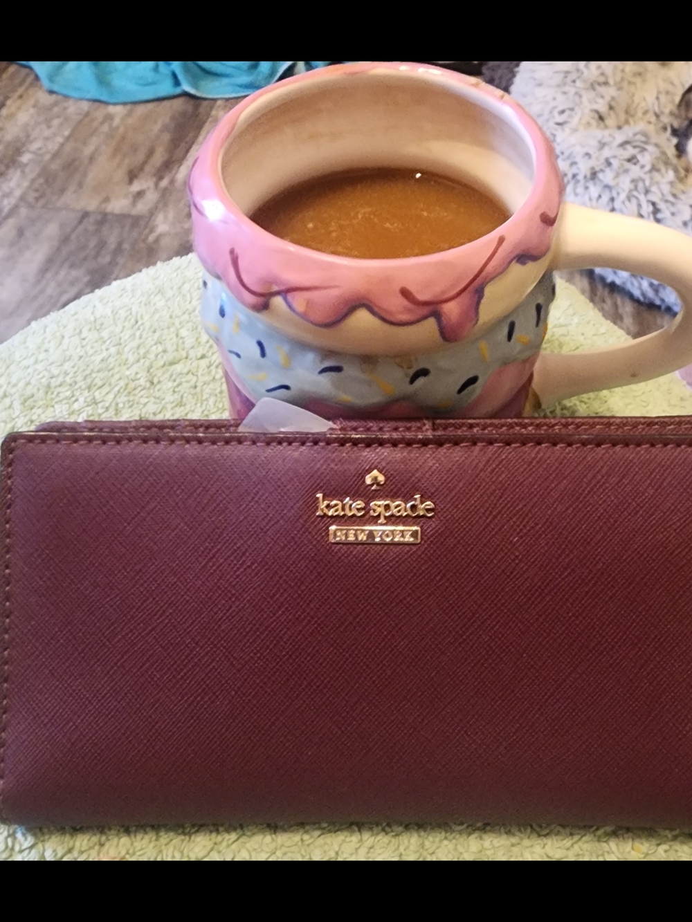 kate spade Plum NY Cameron wallet with gold logo